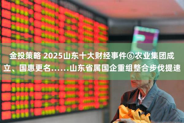 金投策略 2025山东十大财经事件⑥农业集团成立、国惠更名……山东省属国企重组整合步伐提速