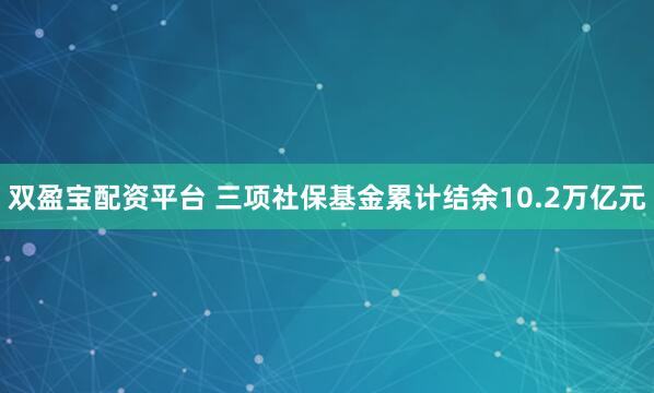 双盈宝配资平台 三项社保基金累计结余10.2万亿元